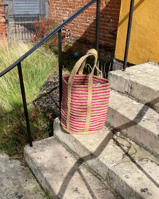 Handwoven eco friendly jute hand bag or tote for work, gym or as a beach bag