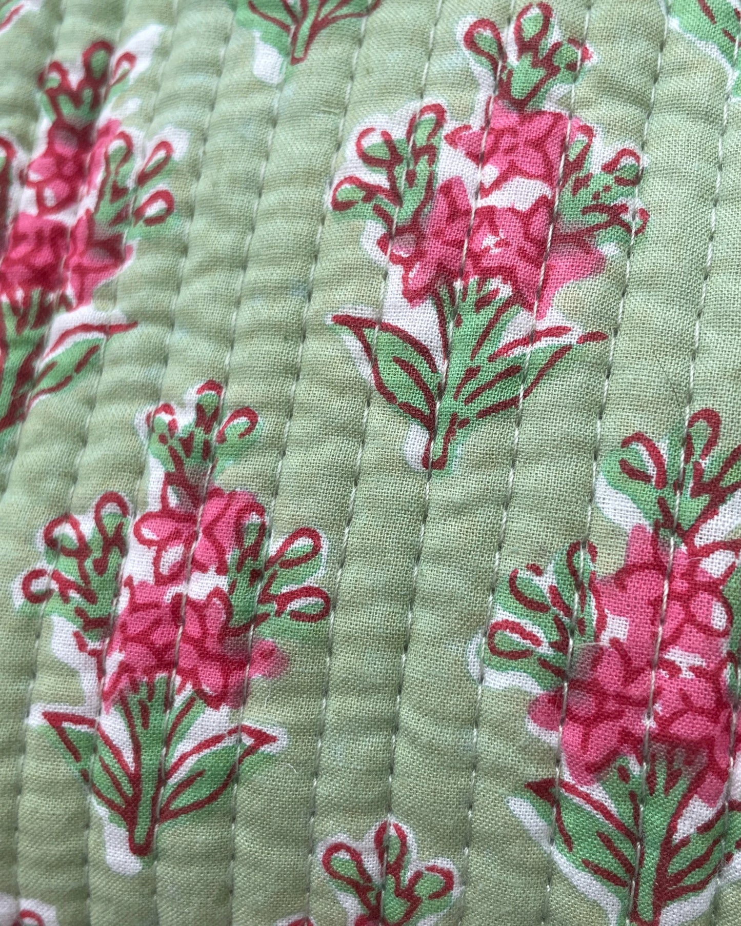 Green and Pink Floral Cosmetics Pouch