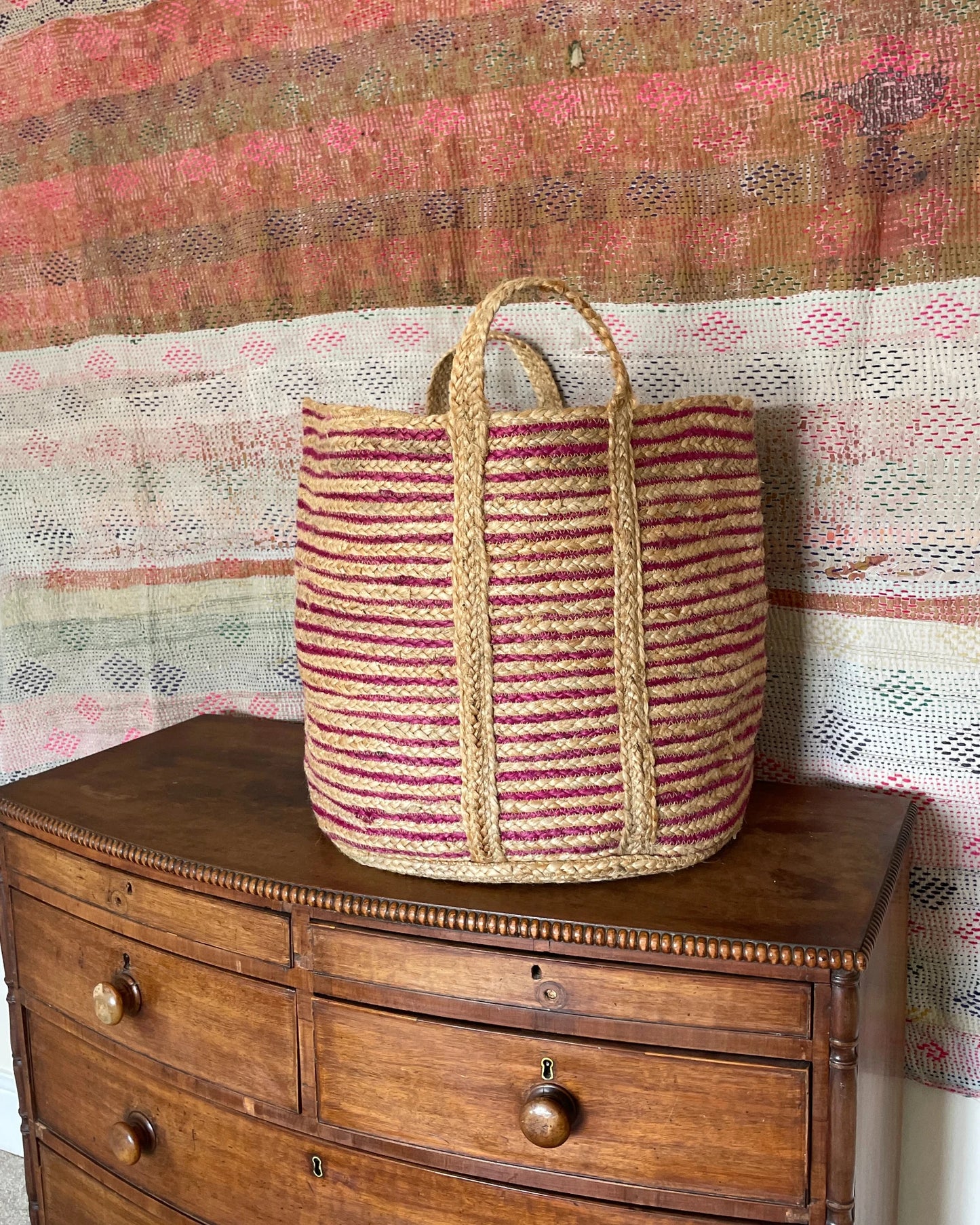 Large jute basket for storage of home clutter and organisation