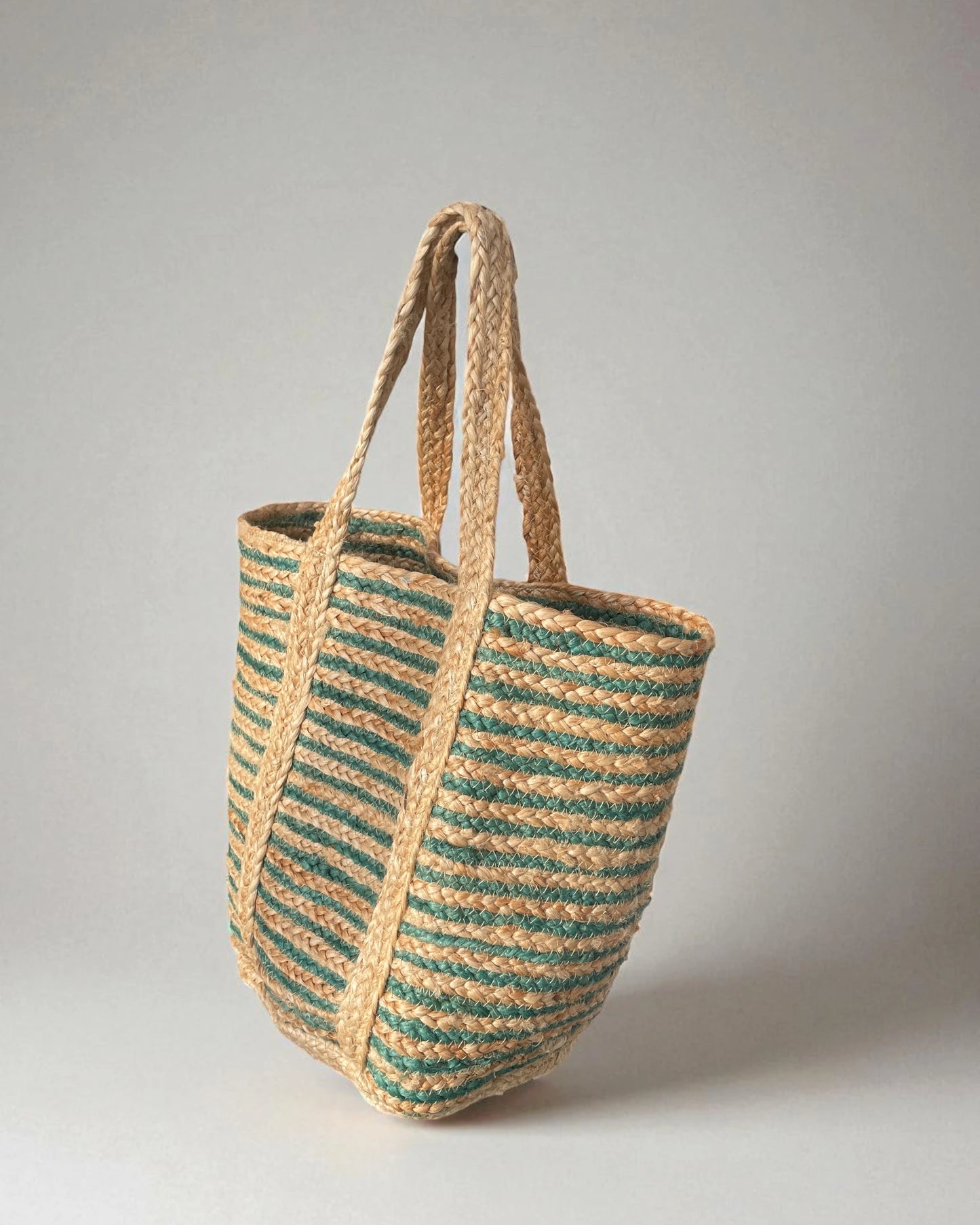 Green and Natural Jute Large Shopper