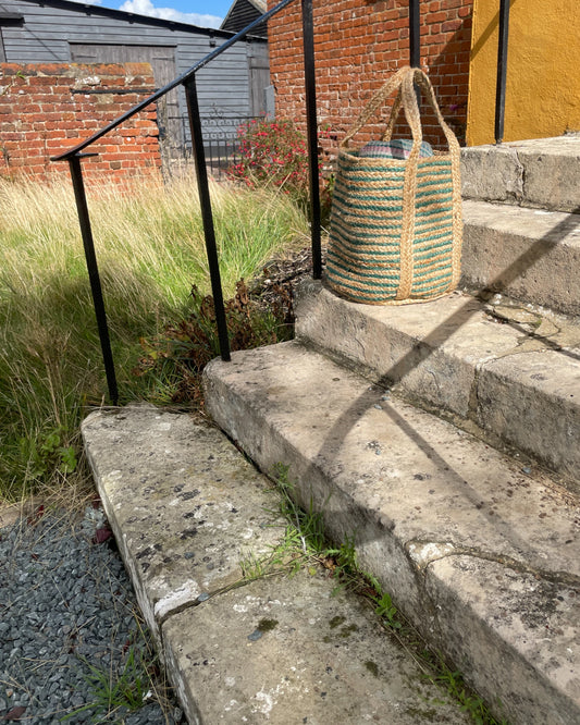 pretty hand made braided basket bag ideal for gifting and as a day bag