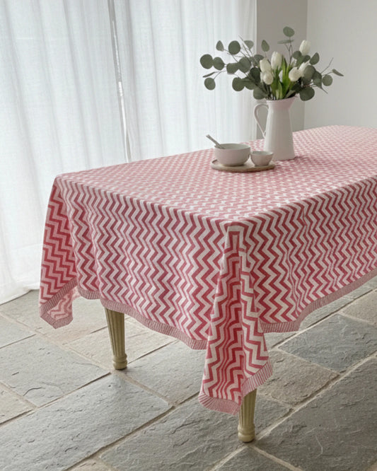 Pink Chevron Tablecloth