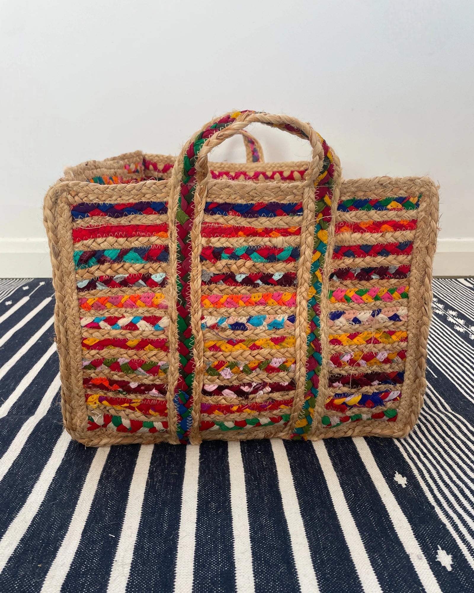 Rectangular low storage basket suitable for under bed storage