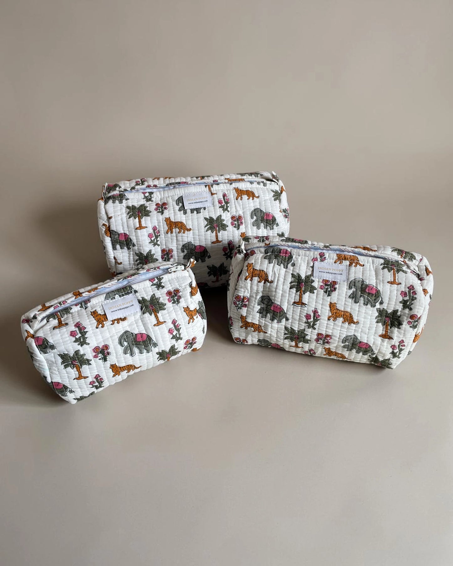 set of three cosmetics bags available as a giftable set, perfect present for new mums
