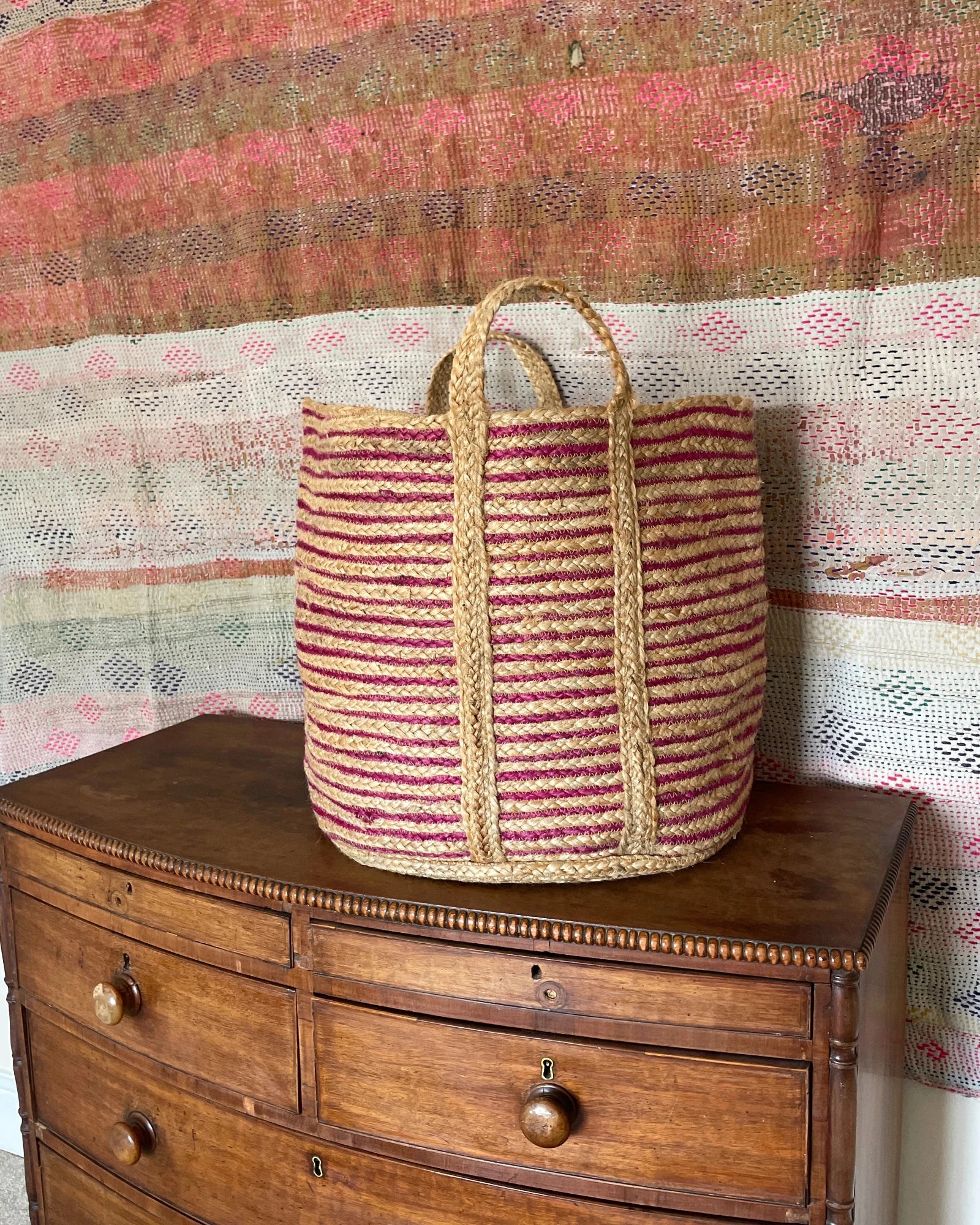 Large jute basket for storage of home clutter and organisation