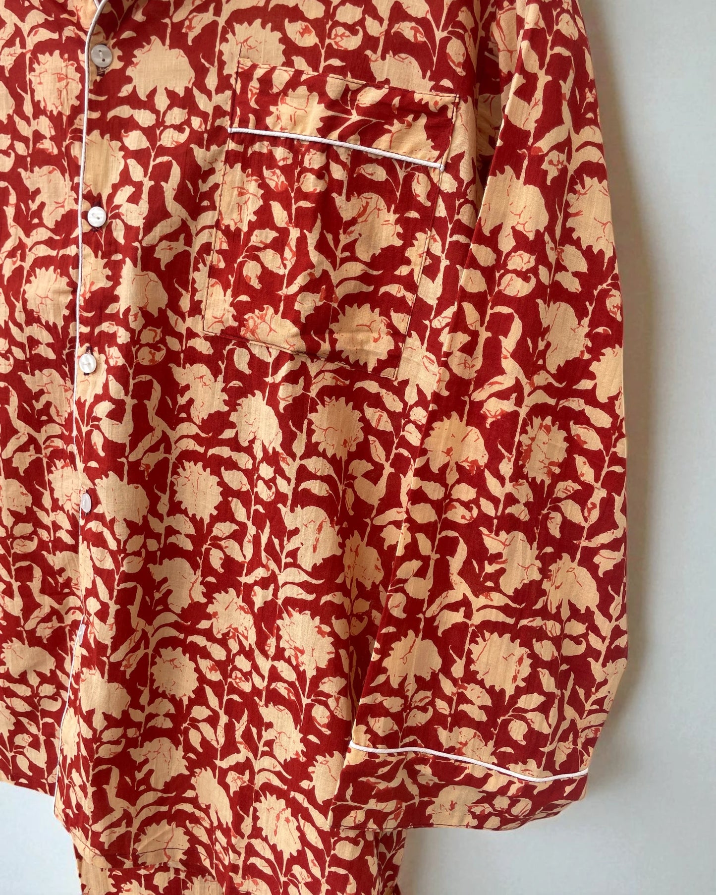 Block printed XL pyjama set in pure cotton