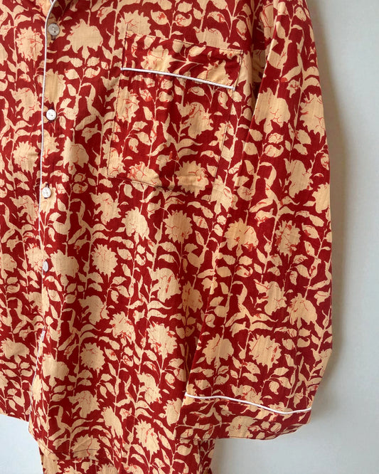 Block printed XL pyjama set in pure cotton