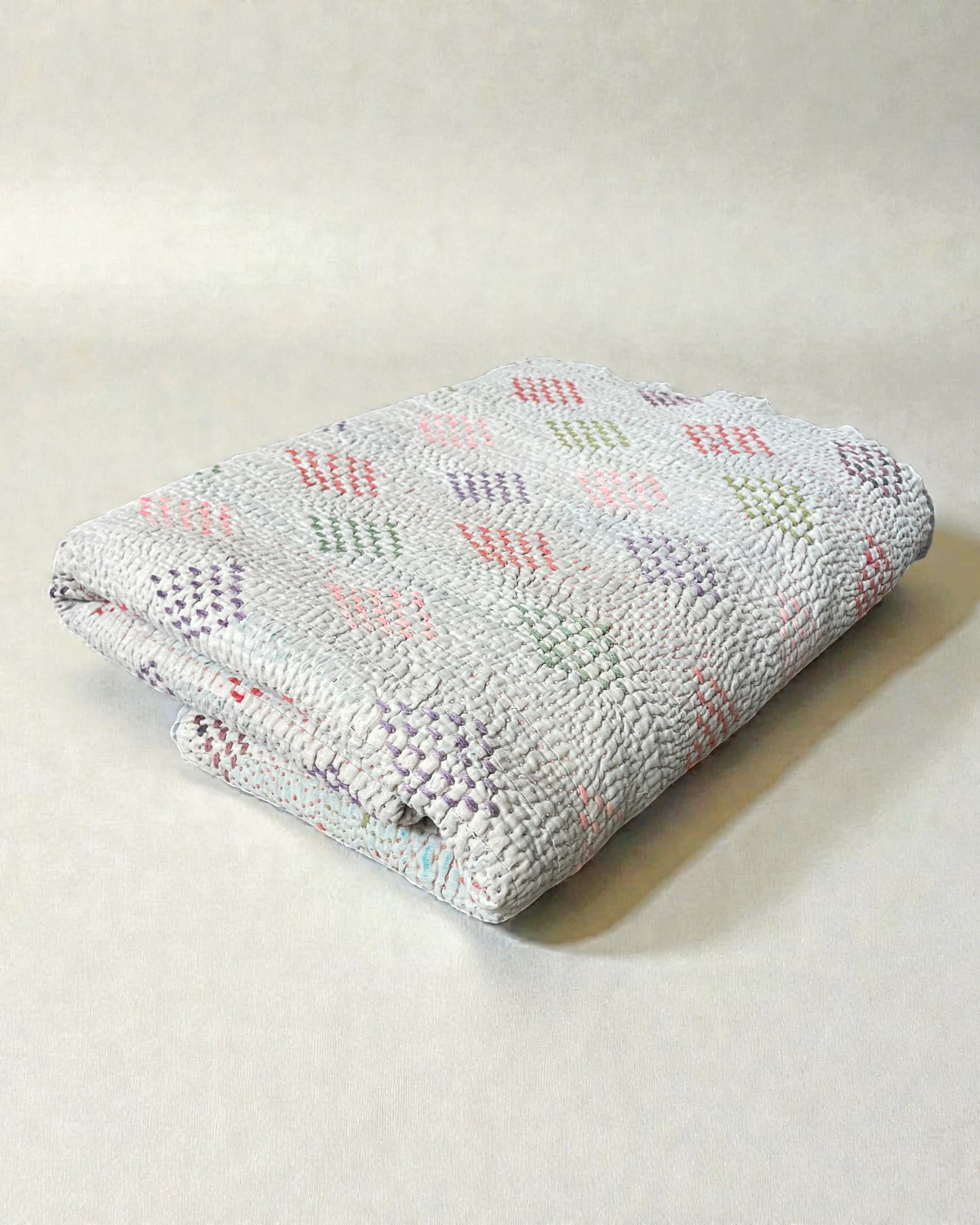 Reversible Double Cotton Hand Stitched Kantha Throw
