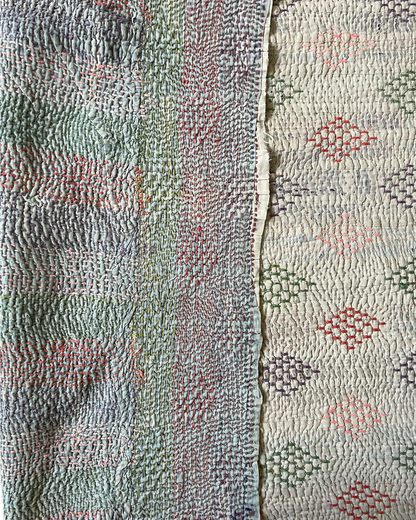 Reversible Double Cotton Hand Stitched Kantha Throw