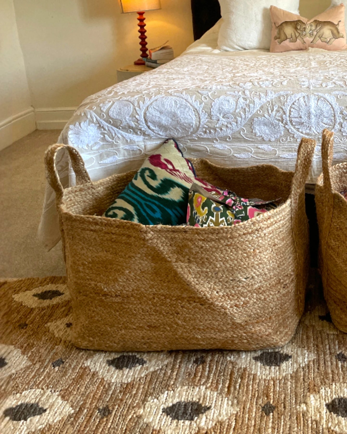 Extra Large Rounded Jute Storage Basket in Natural