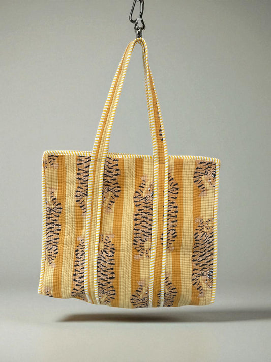 Golden Tiger Striped Quilted Bag