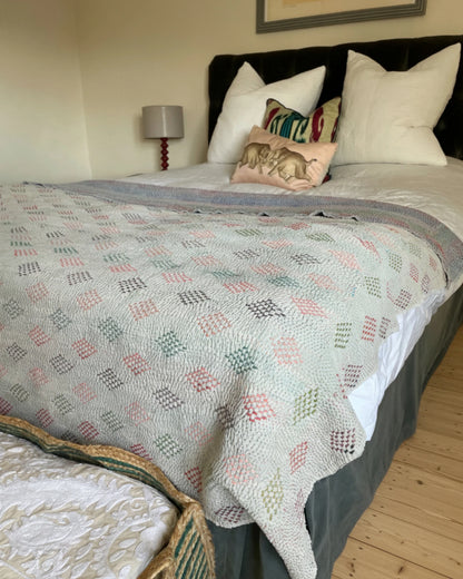 Reversible Double Cotton Hand Stitched Kantha Throw