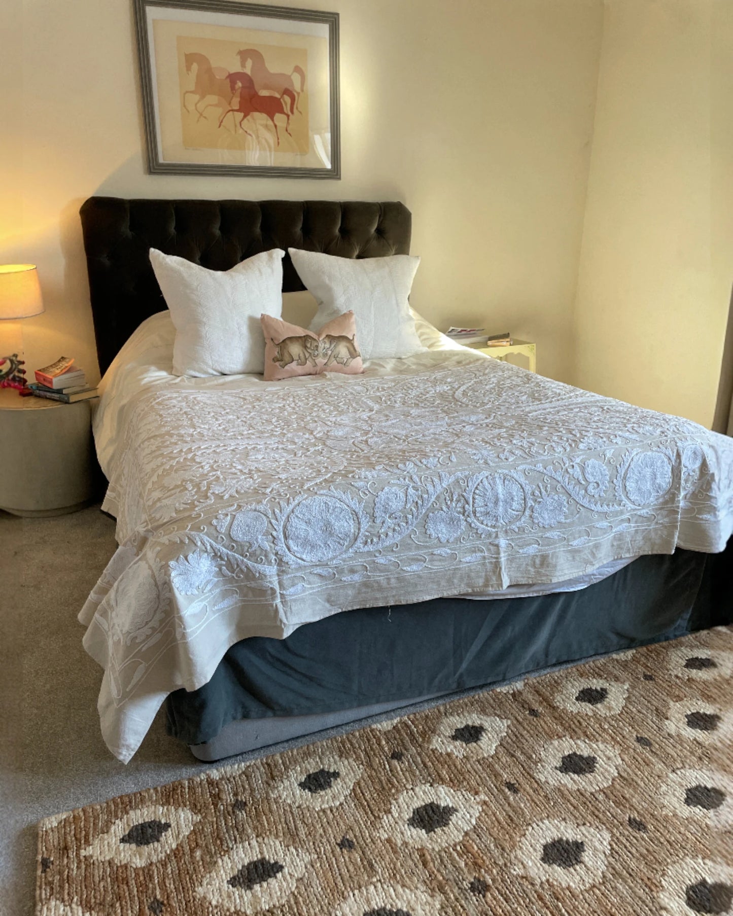 Bagheera jute runner rug styled in a neutral interior adding subtle animal print texture