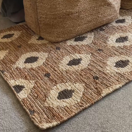 The Bagheera jute runner rug features a subtle leopard inspired pattern woven using a traditional flat Oushak technique. Made from eco friendly natural jute with a plaited texture that adds lustre and depth, this 3ft x 7ft runner is ideal for hallways or the end of a bed
