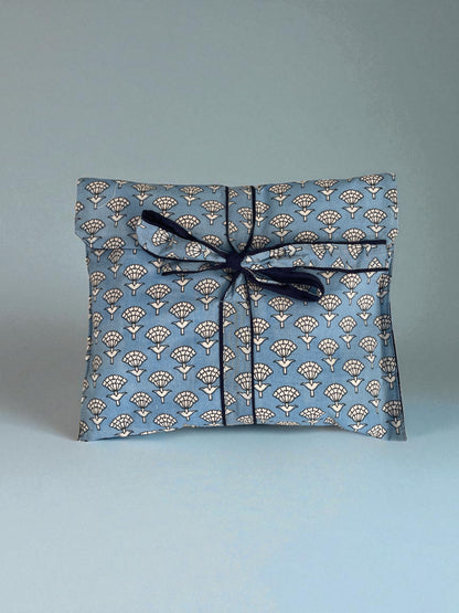 Blue Floral Block Print Long Pyjamas - Small Size