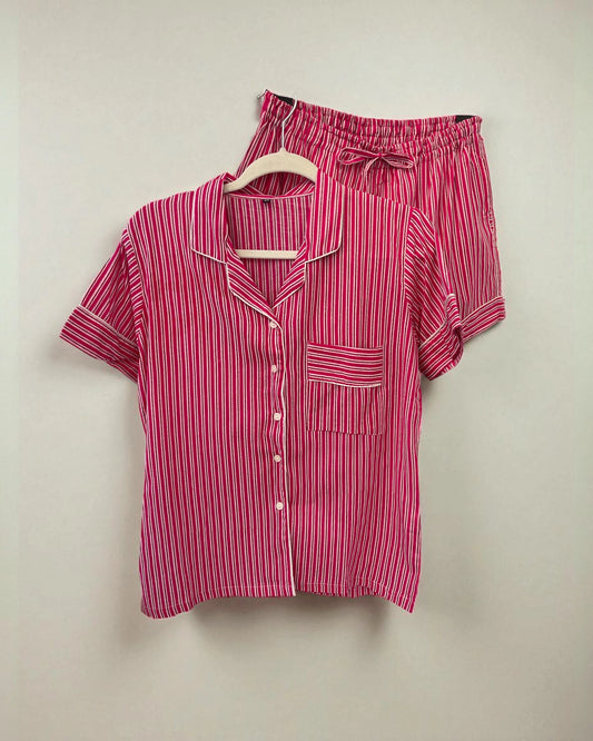 womens pink short pyjama set